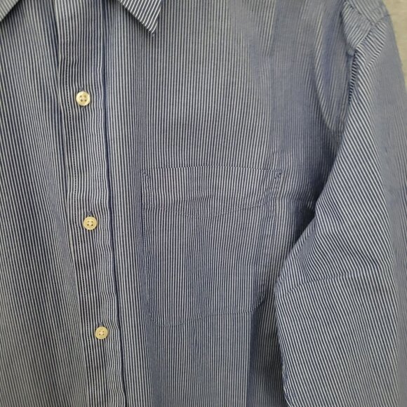 Tommy Hilfiger Blue Striped Button-Up Shirt Mens Size L 16 1/2 (32-33) - Picture 4 of 6